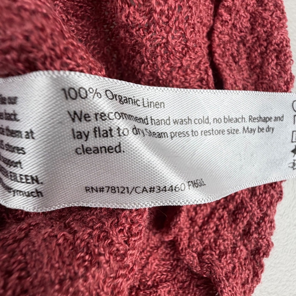 Eileen Fisher Organic Linen V-Neck Sweater Terracotta Red Medium F16GLE - Picture 3 of 6